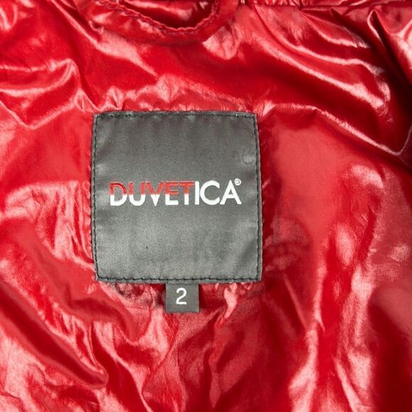 DUVETICA Toddler Girl Soft  Down Puff Coat with Hood Deep Blue Red Lining Sz 2 - Picture 8 of 13